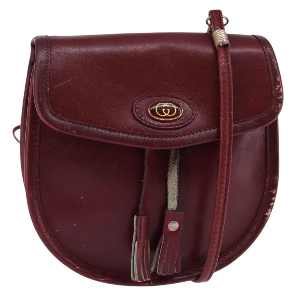 Authentic Gucci Shoulder Bag Leather Red